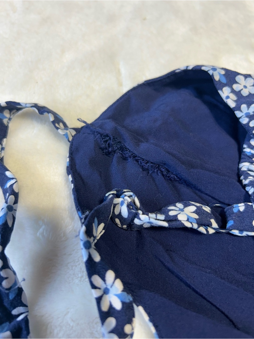 Navy Blue Floral Cami Sundress with Spaghetti Straps - Picture 4 of 5